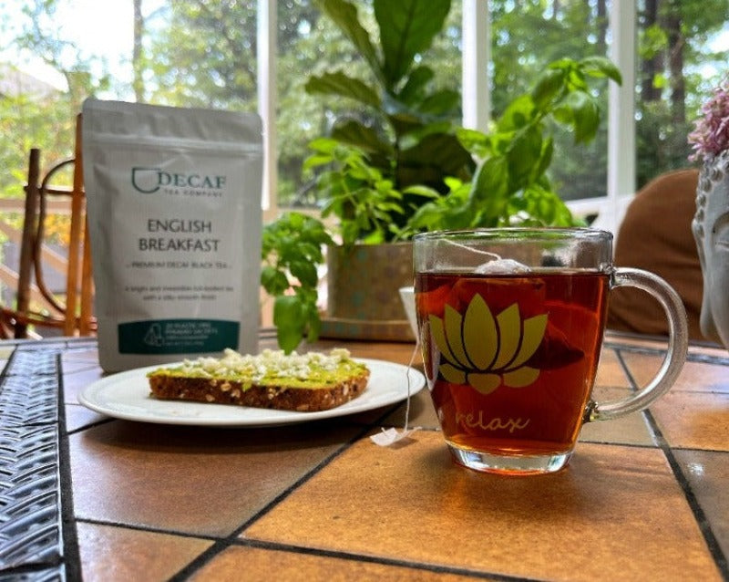 English Breakfast Tea on a table.